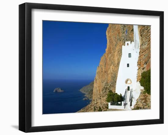 Hozoviotissa Monastery and Aegean Sea, Amorgos, Cyclades, Greek Islands, Greece, Europe-Tuul-Framed Photographic Print