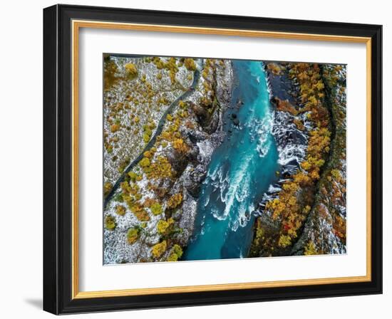 Hraunfossar, Waterfall, Iceland-Arctic-Images-Framed Photographic Print