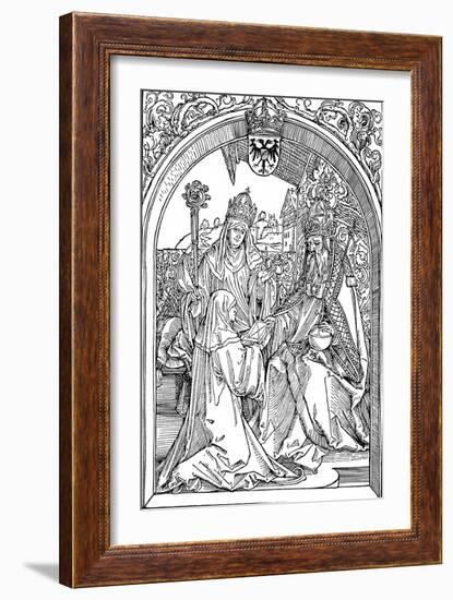 Hrotsvitha Presenting Her Book to the Emperor Otto I, 1501-Albrecht Dürer-Framed Giclee Print