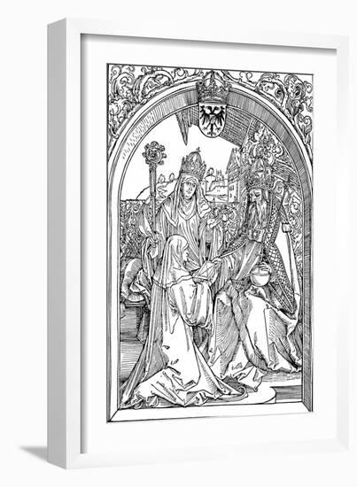 Hrotsvitha Presenting Her Book to the Emperor Otto I, 1501-Albrecht Dürer-Framed Giclee Print