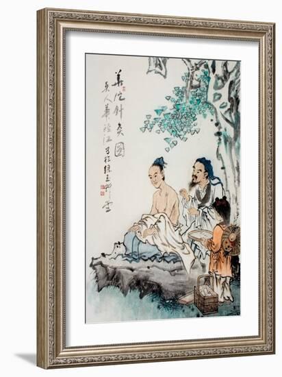 Hua Tuo Practising Acupuncture to Anaesthetise Patient-null-Framed Premium Giclee Print