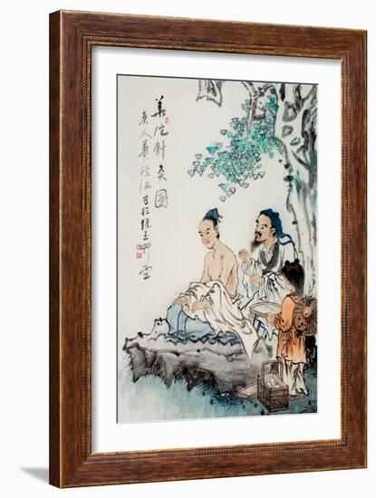 Hua Tuo Practising Acupuncture to Anaesthetise Patient-null-Framed Premium Giclee Print