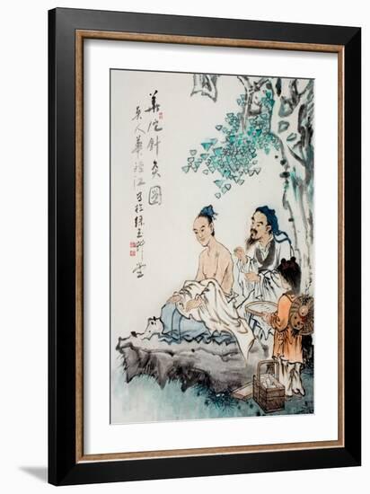 Hua Tuo Practising Acupuncture to Anaesthetise Patient-null-Framed Premium Giclee Print