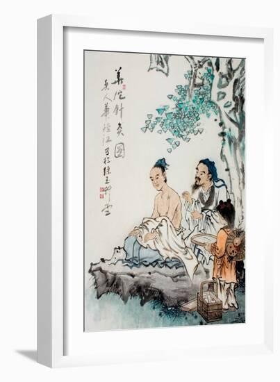 Hua Tuo Practising Acupuncture to Anaesthetise Patient-null-Framed Premium Giclee Print