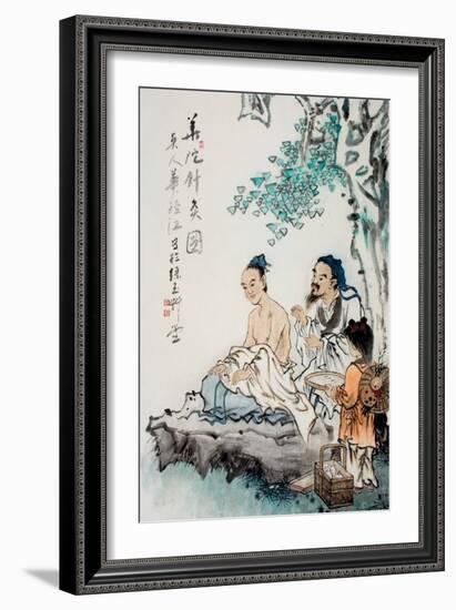 Hua Tuo Practising Acupuncture to Anaesthetise Patient-null-Framed Premium Giclee Print