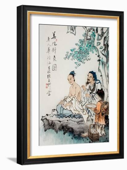 Hua Tuo Practising Acupuncture to Anaesthetise Patient-null-Framed Giclee Print