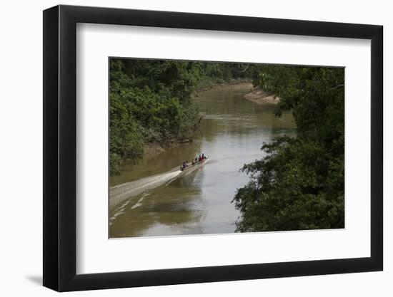 Huaorani Hunters on Tiputini River, Yasuni NP, Amazon, Ecuador-Pete Oxford-Framed Photographic Print