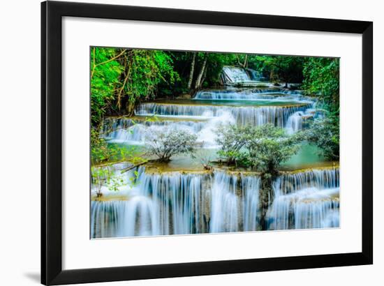 Huay Mae Khamin - Waterfall, Flowing Water, Paradise in Thailand.-ThaiWanderer-Framed Photographic Print