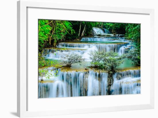 Huay Mae Khamin - Waterfall, Flowing Water, Paradise in Thailand.-ThaiWanderer-Framed Photographic Print