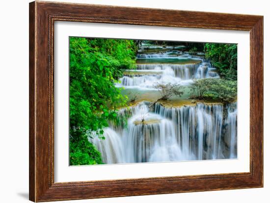 Huay Mae Khamin - Waterfall, Flowing Water, Paradise in Thailand.-ThaiWanderer-Framed Photographic Print