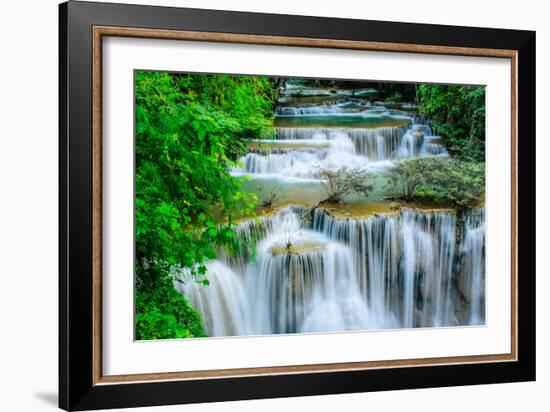 Huay Mae Khamin - Waterfall, Flowing Water, Paradise in Thailand.-ThaiWanderer-Framed Photographic Print