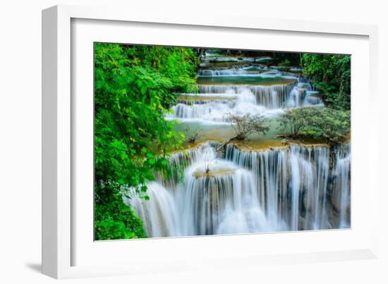 Huay Mae Khamin - Waterfall, Flowing Water, Paradise in Thailand.-ThaiWanderer-Framed Photographic Print