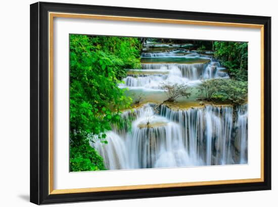 Huay Mae Khamin - Waterfall, Flowing Water, Paradise in Thailand.-ThaiWanderer-Framed Photographic Print