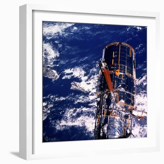 Hubble Space Telescope Above the Earth-null-Framed Photographic Print