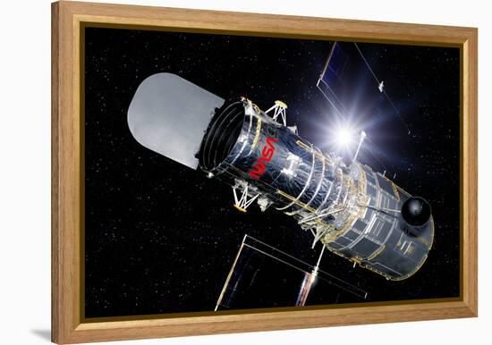 Hubble Space Telescope In Orbit, Artwork-Detlev Van Ravenswaay-Framed Premier Image Canvas