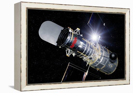 Hubble Space Telescope In Orbit, Artwork-Detlev Van Ravenswaay-Framed Premier Image Canvas