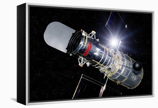 Hubble Space Telescope In Orbit, Artwork-Detlev Van Ravenswaay-Framed Premier Image Canvas