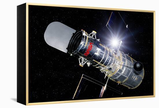 Hubble Space Telescope In Orbit, Artwork-Detlev Van Ravenswaay-Framed Premier Image Canvas