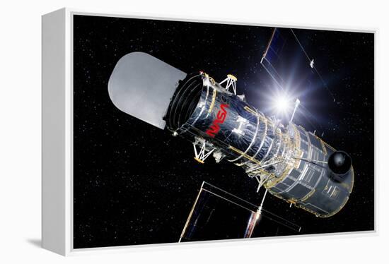 Hubble Space Telescope In Orbit, Artwork-Detlev Van Ravenswaay-Framed Premier Image Canvas