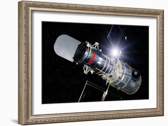 Hubble Space Telescope In Orbit, Artwork-Detlev Van Ravenswaay-Framed Photographic Print