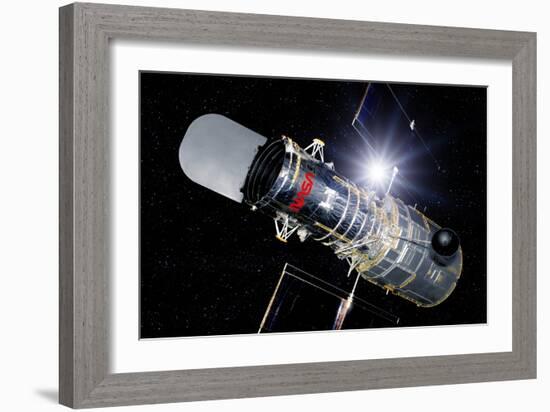 Hubble Space Telescope In Orbit, Artwork-Detlev Van Ravenswaay-Framed Photographic Print