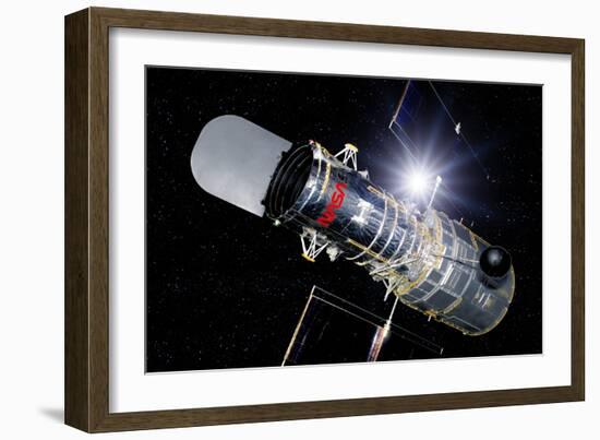 Hubble Space Telescope In Orbit, Artwork-Detlev Van Ravenswaay-Framed Photographic Print