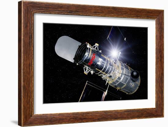 Hubble Space Telescope In Orbit, Artwork-Detlev Van Ravenswaay-Framed Photographic Print