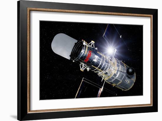 Hubble Space Telescope In Orbit, Artwork-Detlev Van Ravenswaay-Framed Photographic Print