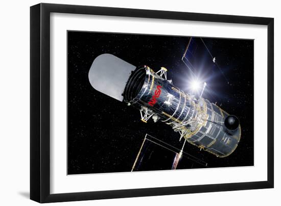 Hubble Space Telescope In Orbit, Artwork-Detlev Van Ravenswaay-Framed Photographic Print