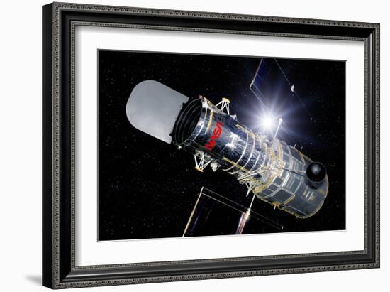 Hubble Space Telescope In Orbit, Artwork-Detlev Van Ravenswaay-Framed Photographic Print