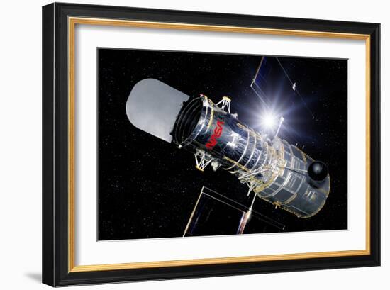 Hubble Space Telescope In Orbit, Artwork-Detlev Van Ravenswaay-Framed Photographic Print