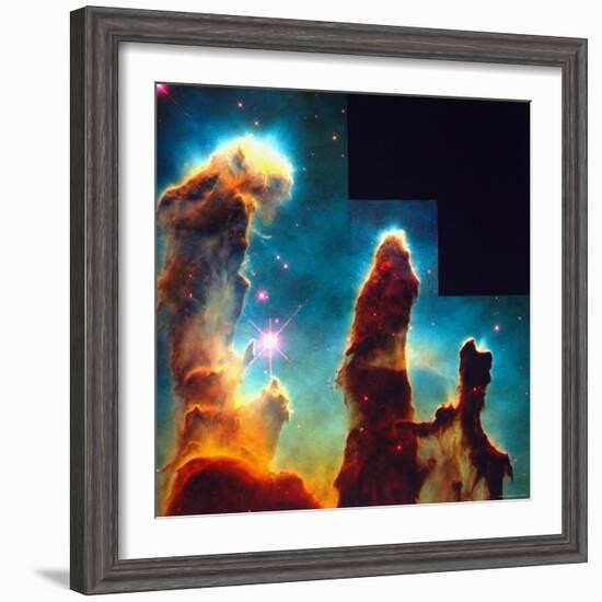 Hubble Space Telescope View of Dense Clumps and Tendrils of Interstellar Hydrogen-Scowen-Framed Photographic Print