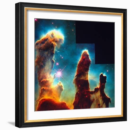 Hubble Space Telescope View of Dense Clumps and Tendrils of Interstellar Hydrogen-Scowen-Framed Photographic Print