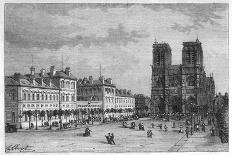 Hotel-Dieu Paris Ground-Level View of the Parvis De Notre-Dame with the Hospital on the Left-Hubert Clerget-Framed Art Print