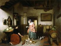 Interior of a Larder with Women Cleaning Game, 1852-Hubertus van Hove-Mounted Giclee Print