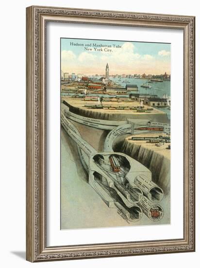 Hudson and Manhattan Tube, New York City-null-Framed Art Print