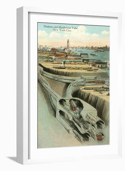 Hudson and Manhattan Tube, New York City-null-Framed Art Print