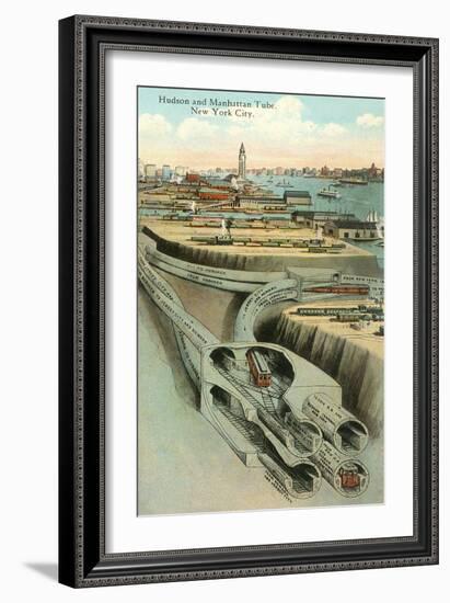 Hudson and Manhattan Tube, New York City-null-Framed Art Print