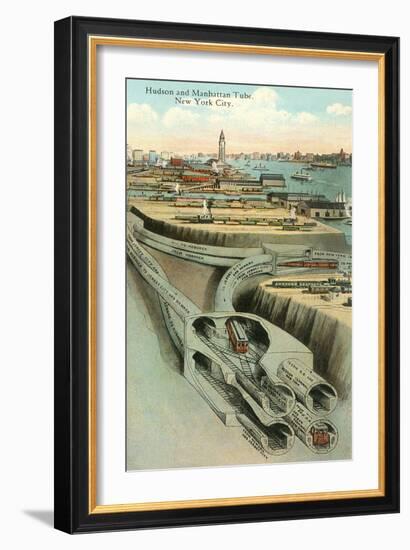 Hudson and Manhattan Tube, New York City-null-Framed Art Print