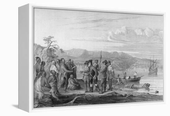 Hudson and Mohicans 1609-Seth Eastman-Framed Stretched Canvas