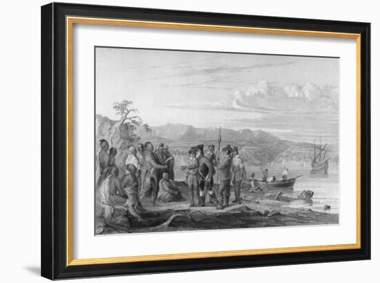 Hudson and Mohicans 1609-Seth Eastman-Framed Art Print