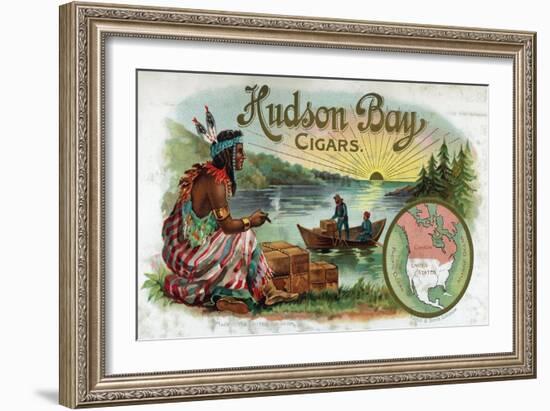 Hudson Bay Brand Cigar Inner Box Label, Native American-Lantern Press-Framed Art Print