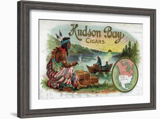 Hudson Bay Brand Cigar Inner Box Label, Native American-Lantern Press-Framed Art Print