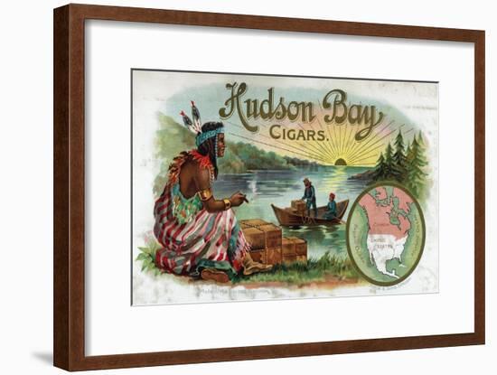 Hudson Bay Brand Cigar Inner Box Label, Native American-Lantern Press-Framed Art Print