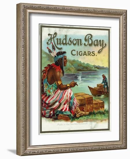 Hudson Bay Brand Cigar Outer Box Label, Native American-Lantern Press-Framed Art Print