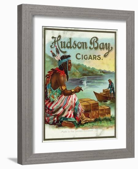 Hudson Bay Brand Cigar Outer Box Label, Native American-Lantern Press-Framed Art Print