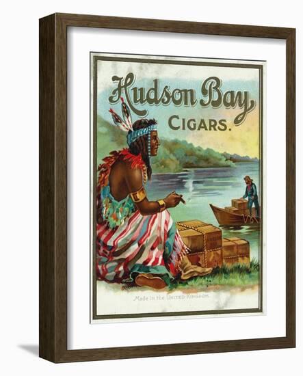 Hudson Bay Brand Cigar Outer Box Label, Native American-Lantern Press-Framed Art Print