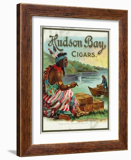 Hudson Bay Brand Cigar Outer Box Label, Native American-Lantern Press-Framed Art Print