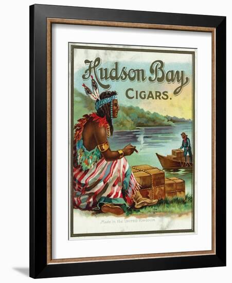 Hudson Bay Brand Cigar Outer Box Label, Native American-Lantern Press-Framed Art Print