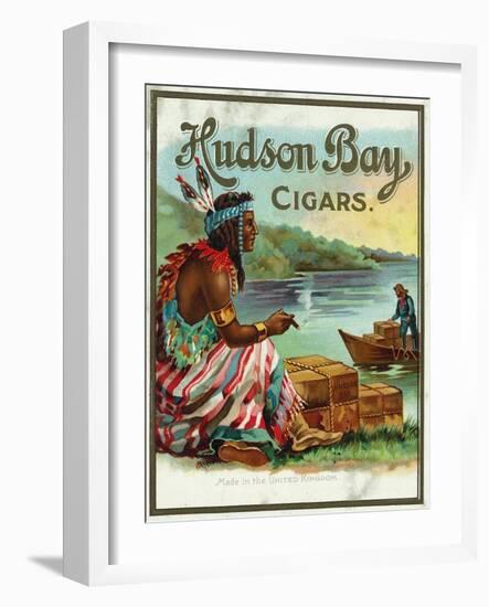 Hudson Bay Brand Cigar Outer Box Label, Native American-Lantern Press-Framed Art Print